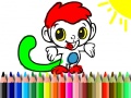 Cluiche Back To School: Monkey Coloring