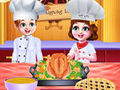 Cluiche Chef Twins Thanksgiving Dinner Cooking
