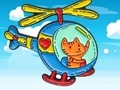 Cluiche Coloring Book: Cat Driving Helicopter