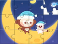 Cluiche Jigsaw Puzzle: Monkey With Moon