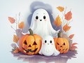 Cluiche Coloring Book: Halloween Ghosts
