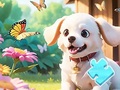 Cluiche Jigsaw Puzzle: Dog In Garden