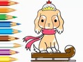 Cluiche Coloring Book: Dog-Riding-Sled