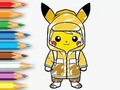 Cluiche Coloring Book: Raincoat Pikachu