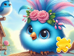 Cluiche Jigsaw Puzzle: Cute Blue Bird