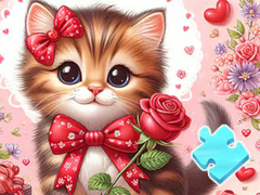 Cluiche Jigsaw Puzzle: Bowknot Cat