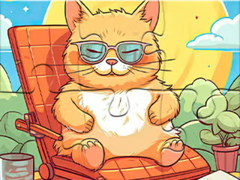 Cluiche Jigsaw Puzzle: Enjoying Cat