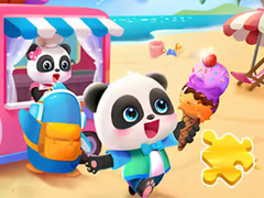 Cluiche Jigsaw Puzzle: Baby Panda Ice Cream Car