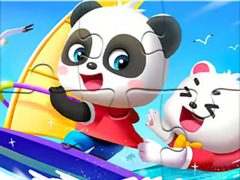 Cluiche Jigsaw Puzzle: Baby Panda Sailing