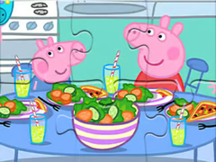 Cluiche Jigsaw Puzzle: Peppa Dinner Time