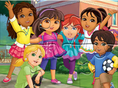 Cluiche Jigsaw Puzzle: Dora Into City