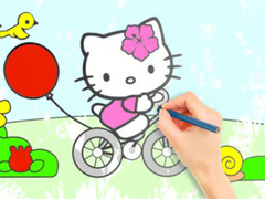 Cluiche Coloring Book: Hello Kitty Cycling