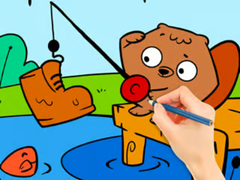Cluiche Coloring Book: Fishing Squirrel