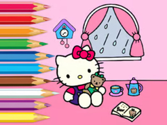 Cluiche Coloring Book: Hello Kitty Rainy Day