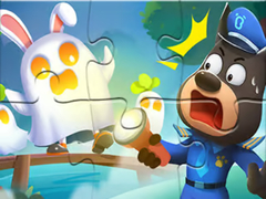 Cluiche Jigsaw Puzzle: Baby Panda Haunted Town