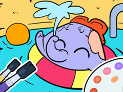 Cluiche Coloring Book: Elephant Swim