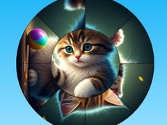 Cluiche Round Jigsaw Puzzle Collect Pictures with Cute Kittens
