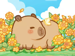 Cluiche Jigsaw Puzzle: Capybara In Sunflowers