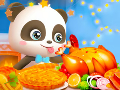Cluiche Jigsaw Puzzle: Little Panda Thanksgiving Feast