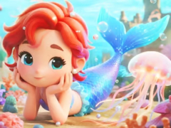 Cluiche Jigsaw Puzzle: Chibi Mermaid Marshmallow Jellyfish