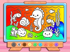 Cluiche Coloring Book: Kawaii Sea Animals