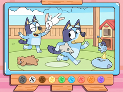 Cluiche Coloring Book: Bluey & Bingo Chasing Play