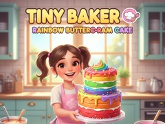 Cluiche Tiny Baker: Rainbow Buttercream Cake