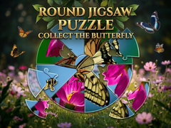 Cluiche Round Jigsaw Puzzle - Collect the Butterfly