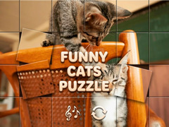 Cluiche Funny Cats Puzzle