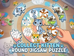 Cluiche Round jigsaw Puzzle - Collect Kitten